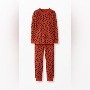 HANNA ANDERSSON Long John Pajama Set Organic Cotton Polka Dot Cheetah Like New